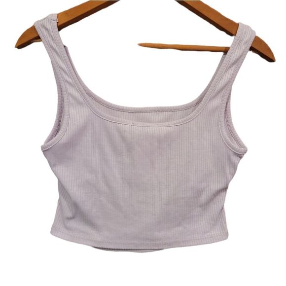 NWT Papermoon Light Purple Lavender Ribbed Cut Out Cropped Tank M - Picture 3 of 7